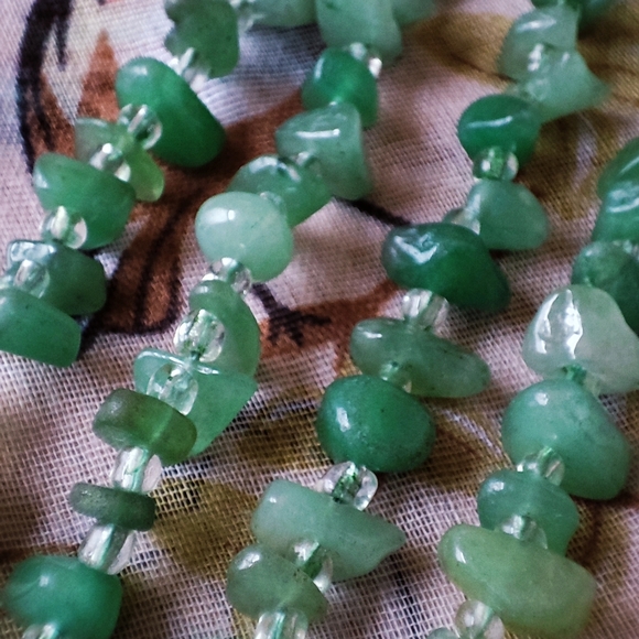 Adventurine Semi Precious Stone Oversized Faceted Acrylic LOFT Dual Necklace - Picture 11 of 14